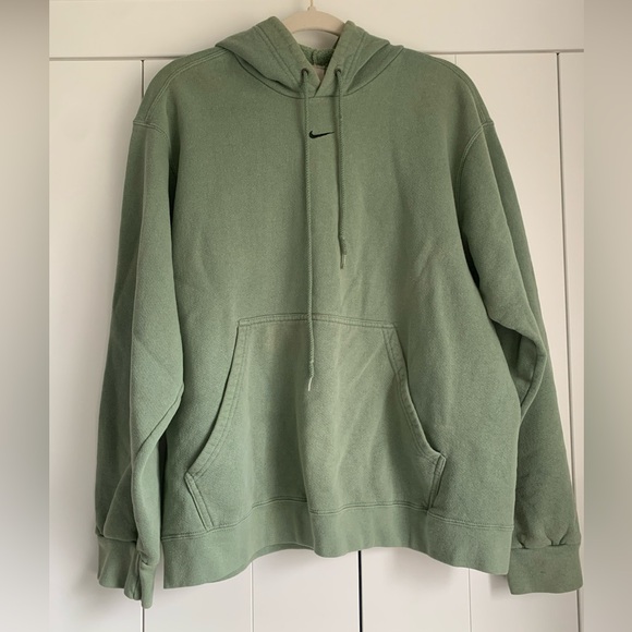 Vintage Y2K Nike Center Swoosh Hoodie Gray‎ Green Sage Size Large - Picture 1 of 11